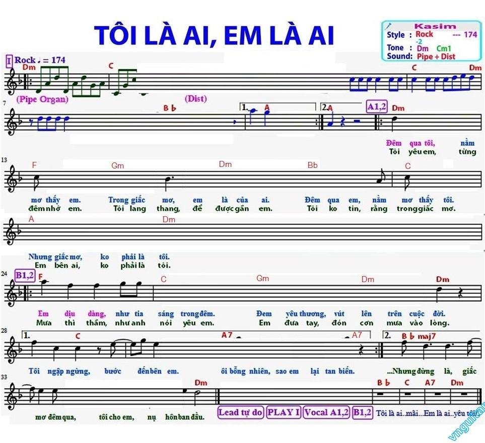 Sheet nhạc Tôi Là Ai Em Là Ai